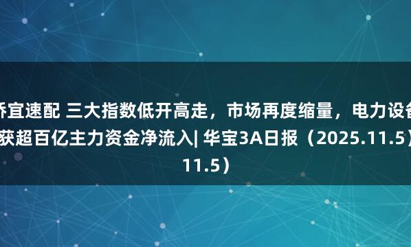 桥宜速配 三大指数低开高走，市场再度缩量，电力设备获超百亿主力资金净流入| 华宝3A日报（2025.11.5）